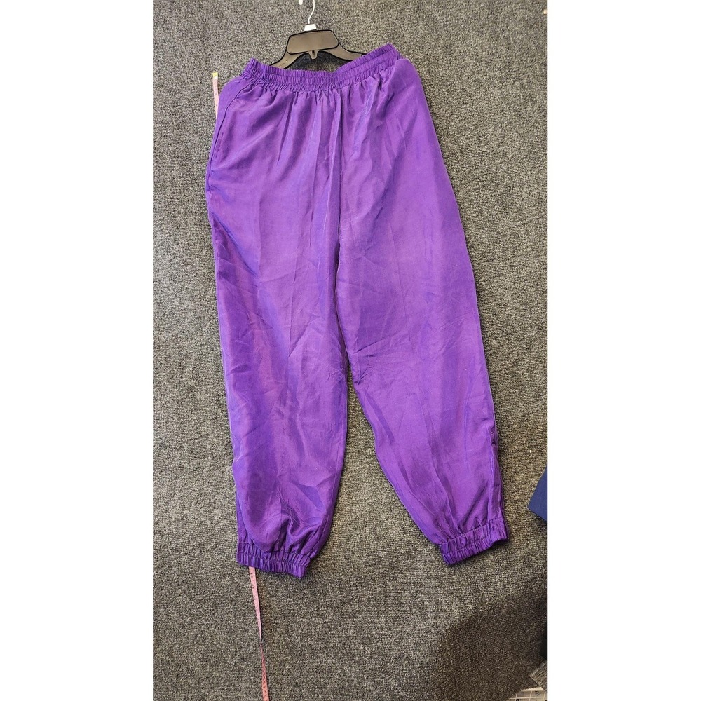 Vtg Naked Silk Sweatsuit Set Womens L Colorblock Purple Jacket Pants Silk READ